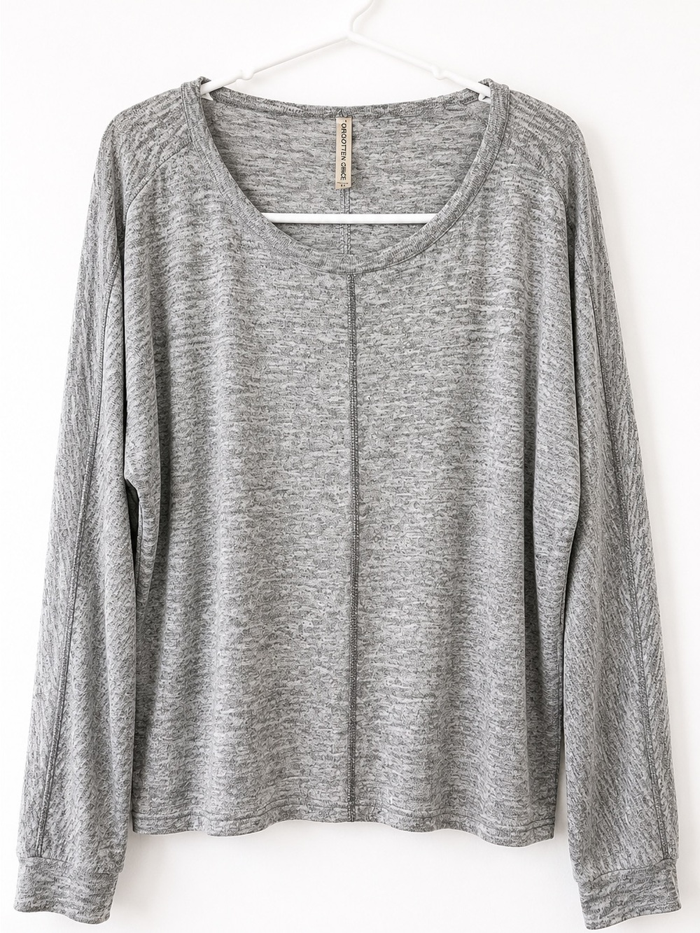 Forgotten Grace Gray Marled Long Sleeve Top
